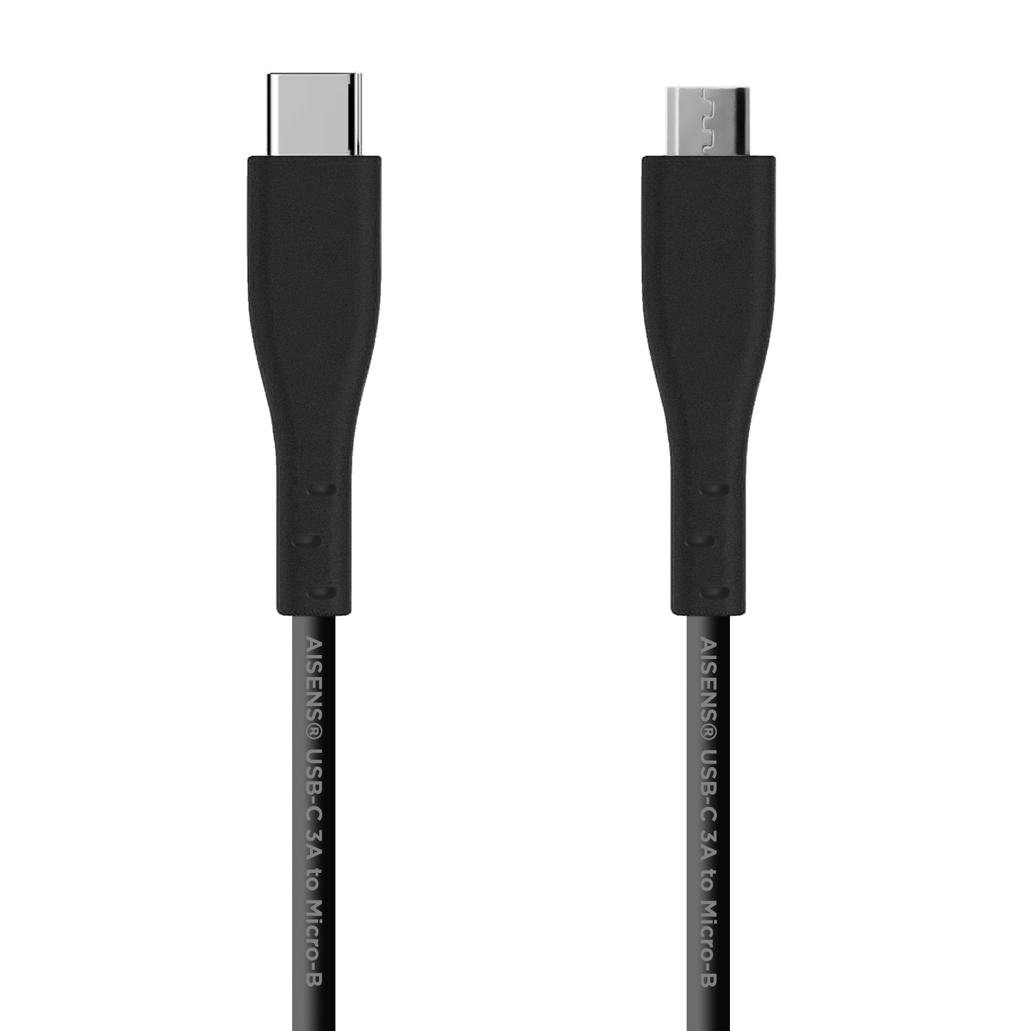 Aisens Câble USB 2.0 3A Type C Mâle vers Micro B Mâle 1m Noir