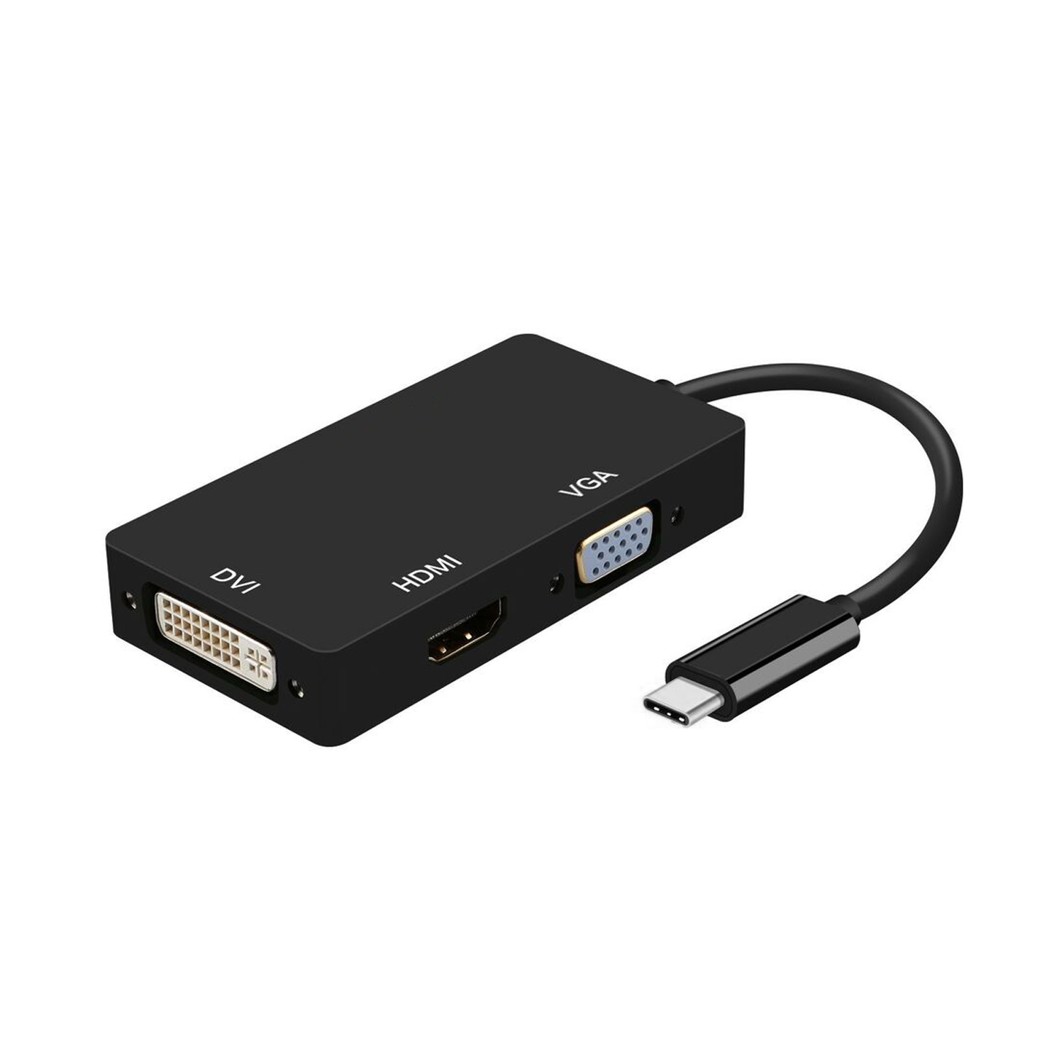 Aisens Adaptateur USB-C vers DVI/HDMI/VGA 15 cm Noir