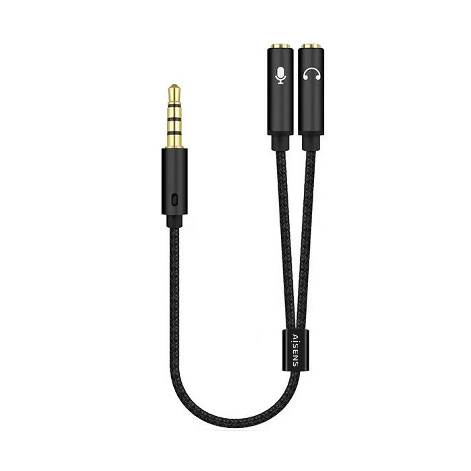 Aisens Câble Audio Jack 3,5 mm vers 2xJack 3,5 mm Mâle/Femelle 25 cm Noir