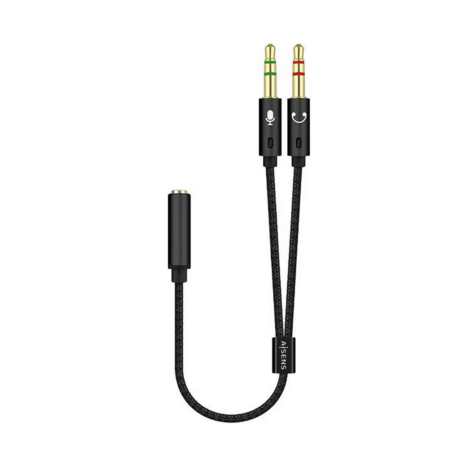 Aisens Câble Audio Jack 3,5 mm vers 2xJack 3,5 mm Femelle/Mâle 25 cm Noir