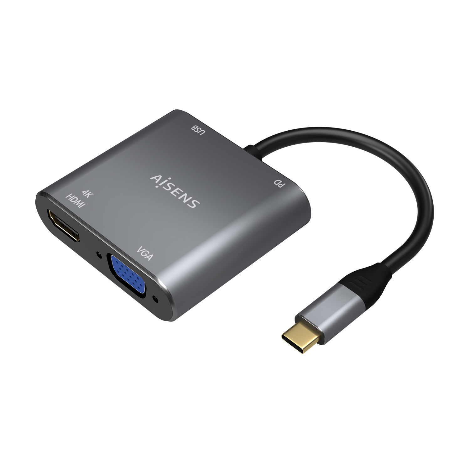 Aisens A109-0626 Adaptateur USB-C vers HDMI/VGA/USB-C/USB 3.0 15 cm Gris