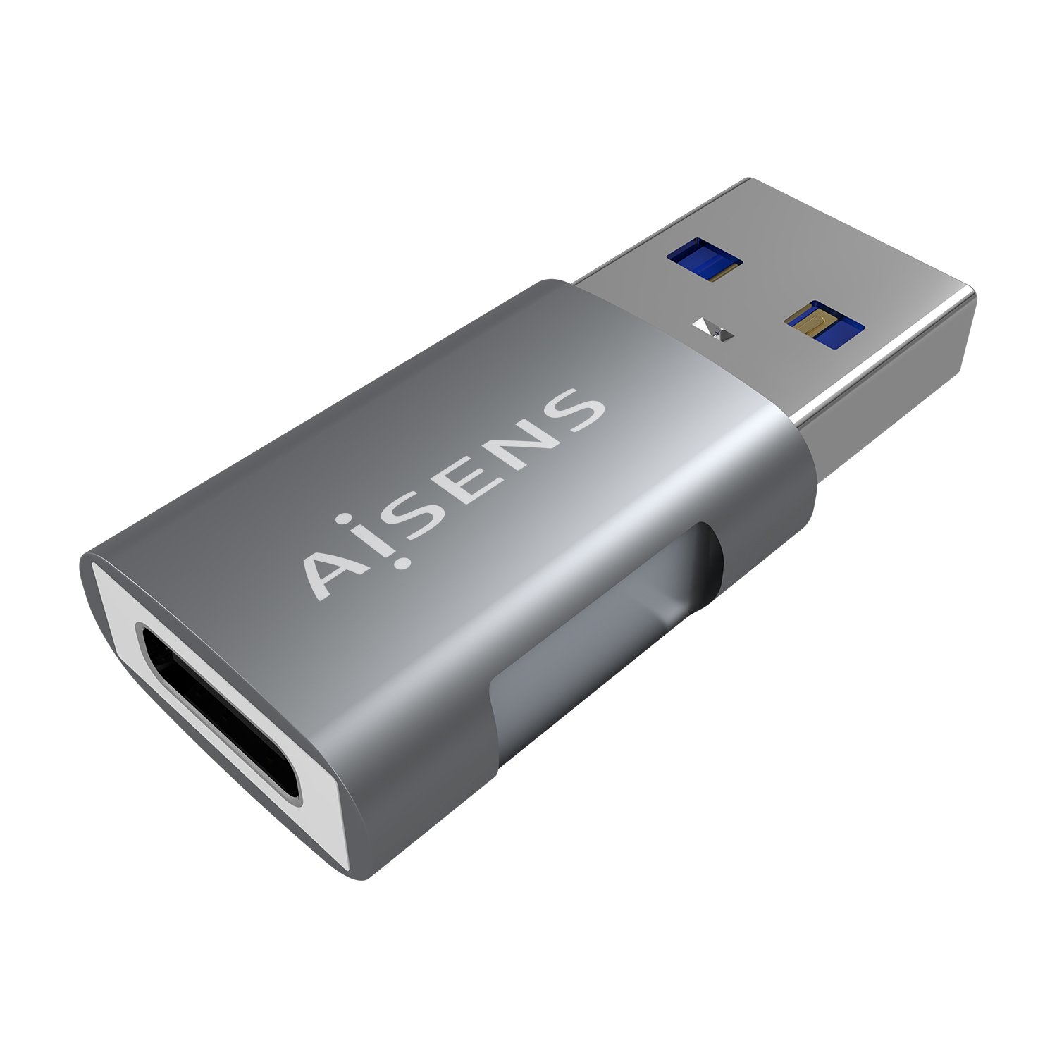 Aisens Mini Adaptateur USB 3.2 Gen2 vers USB-C Mâle/Femelle Gris