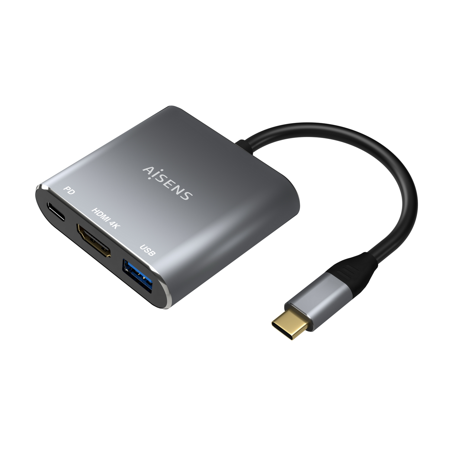 Aisens A109-0669 Adaptateur USB-C vers USB-C/HDMI 4K/USB 3.0 15 cm Gris