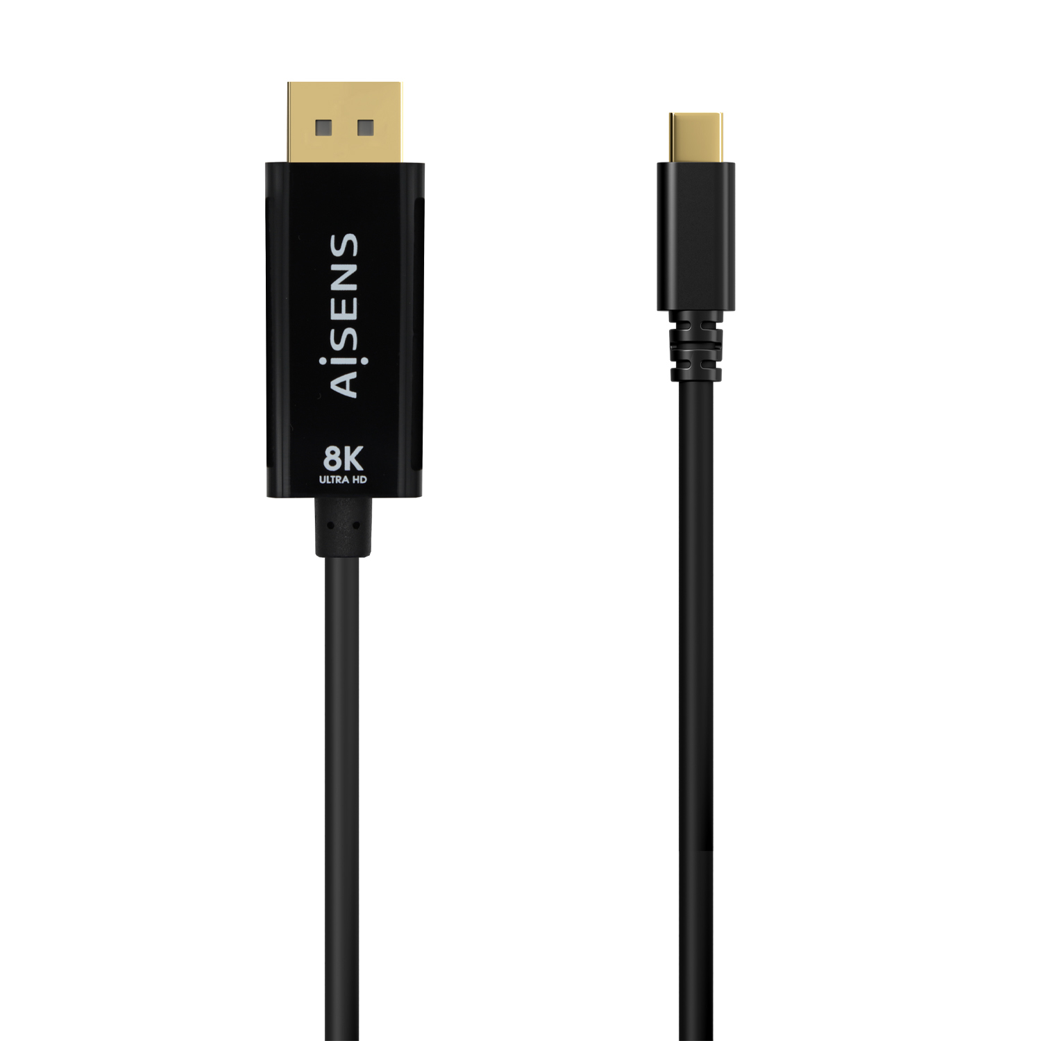 Aisens A109-0688 Câble convertisseur USB-C mâle vers DisplayPort mâle 0,8 m Noir