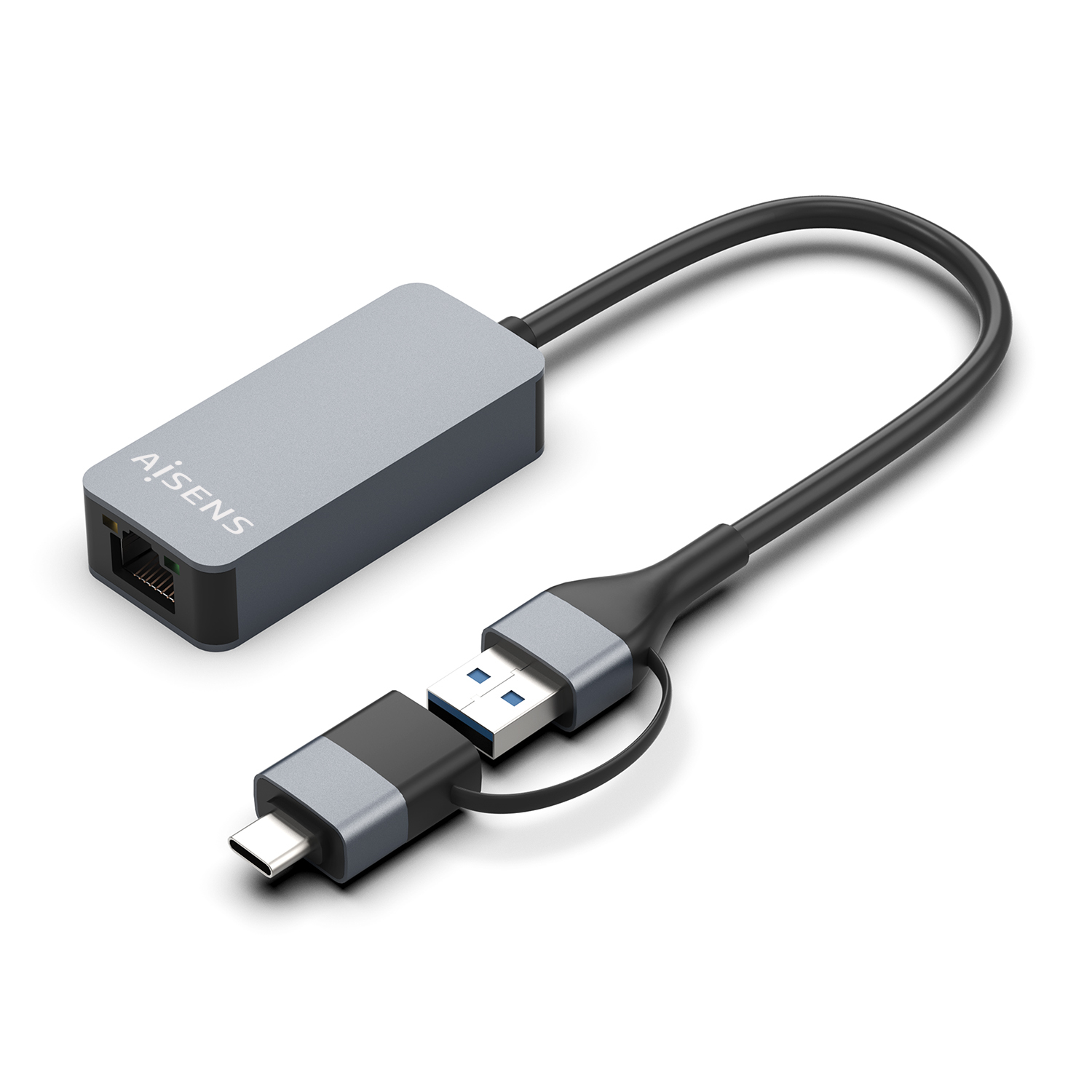 Aisens A109-0710 Adaptateur USB 3.2 Gen1/RJ45 2500Mbps 15cm Gris