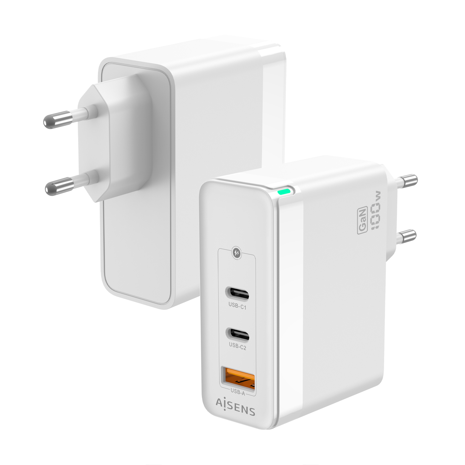 Aisens ASCH-100W3P008-W Chargeur mural GaN 2x USB Type-C 1x USB 100W Blanc