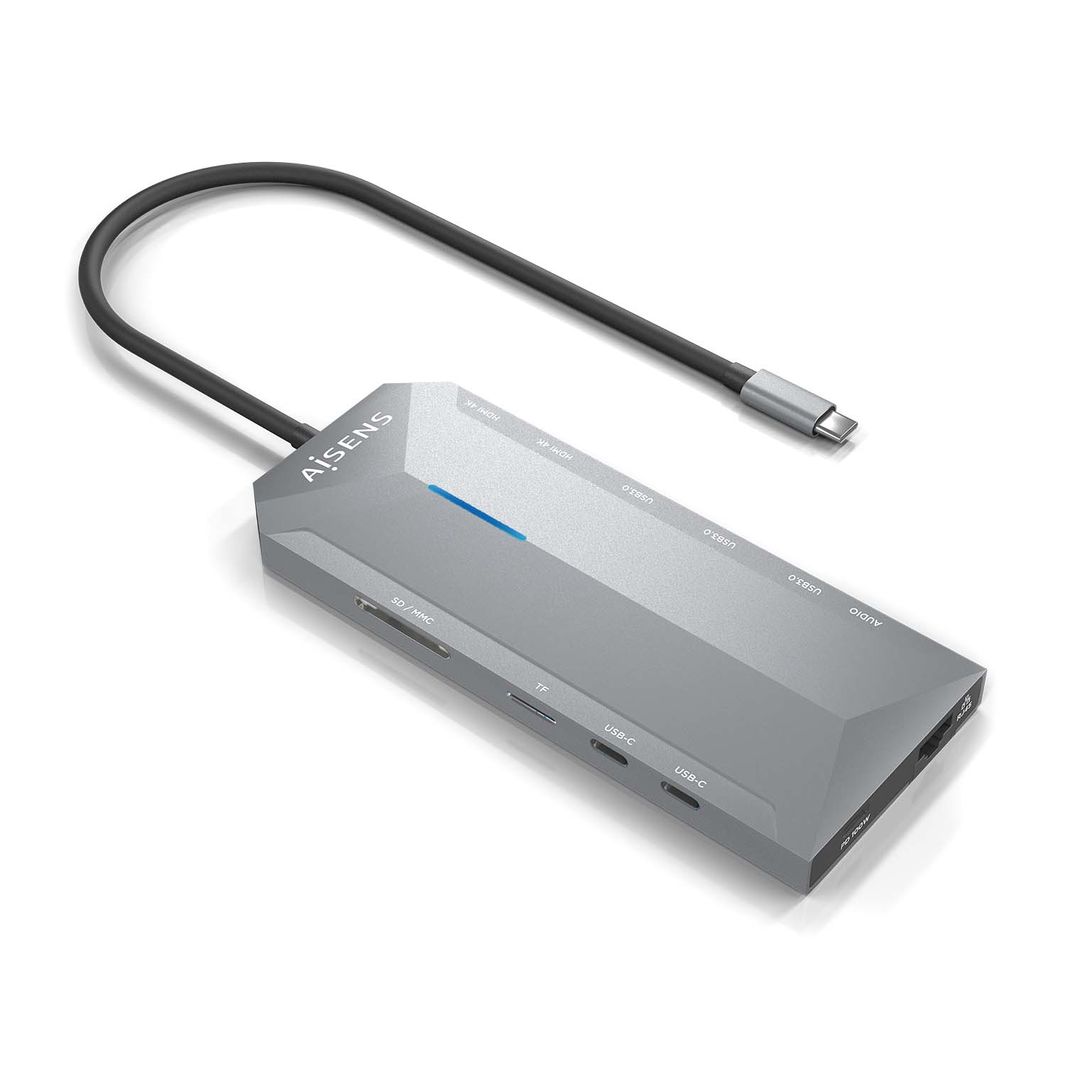 Aisens USB-C Converter Dock 12 en 1 Gris
