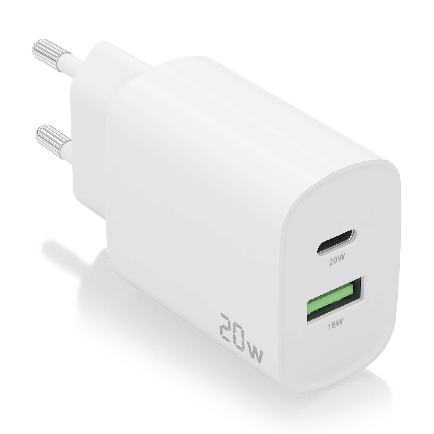 Aisens Chargeur A110-0754 20 W 1 x USB-C PD3.0 1 x USB-A QC3.0 Blanc