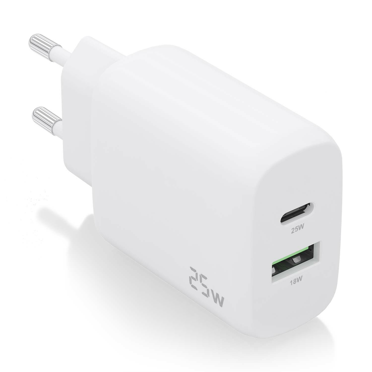Aisens Chargeur A110-0758 25 W 1 x USB-C PD3.0 1 x USB-A QC3.0 Blanc
