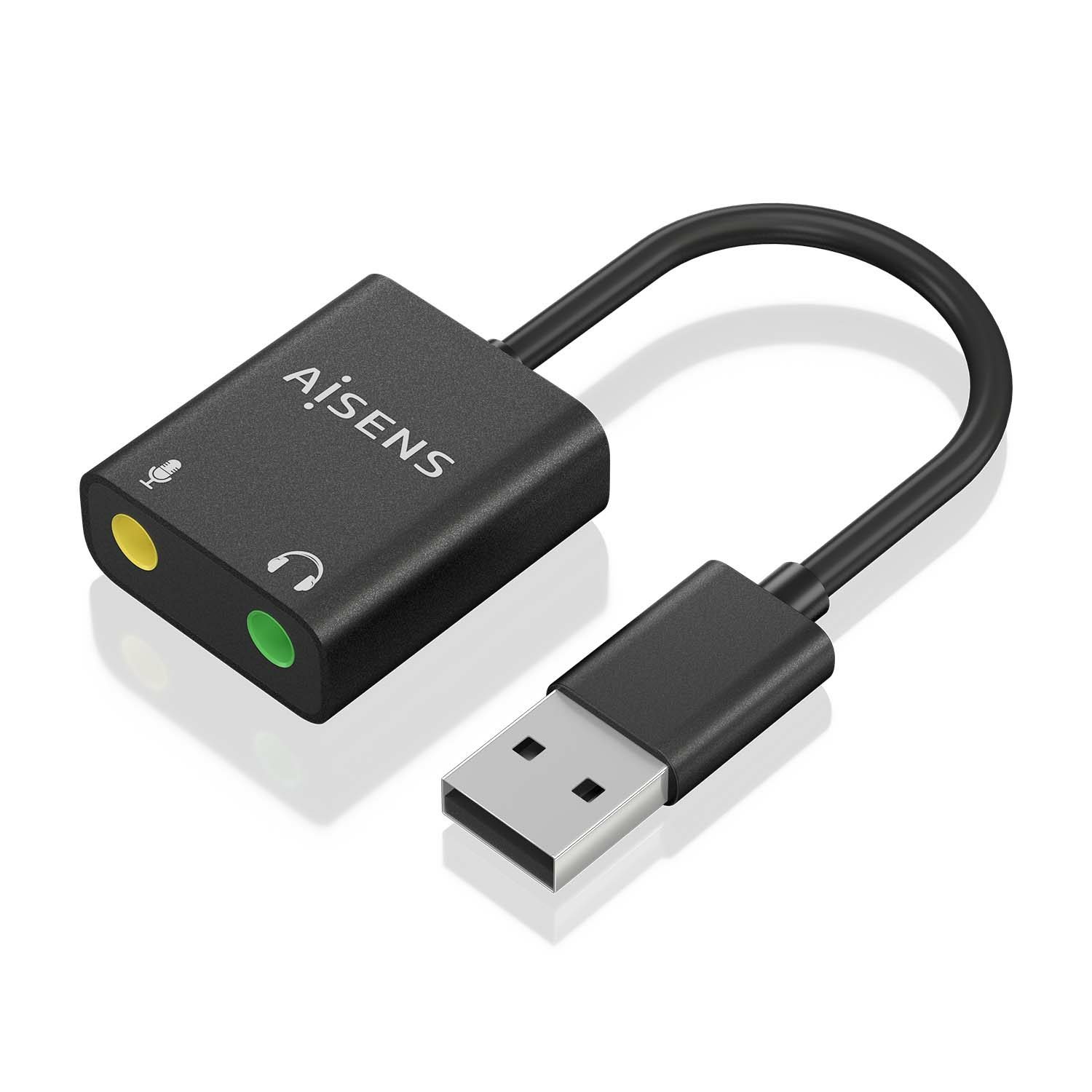 Aisens Convertisseur de carte son USB-A AISENS A106-0769 vers jack 2x3,5 mm 24 bits 100 dB Noir