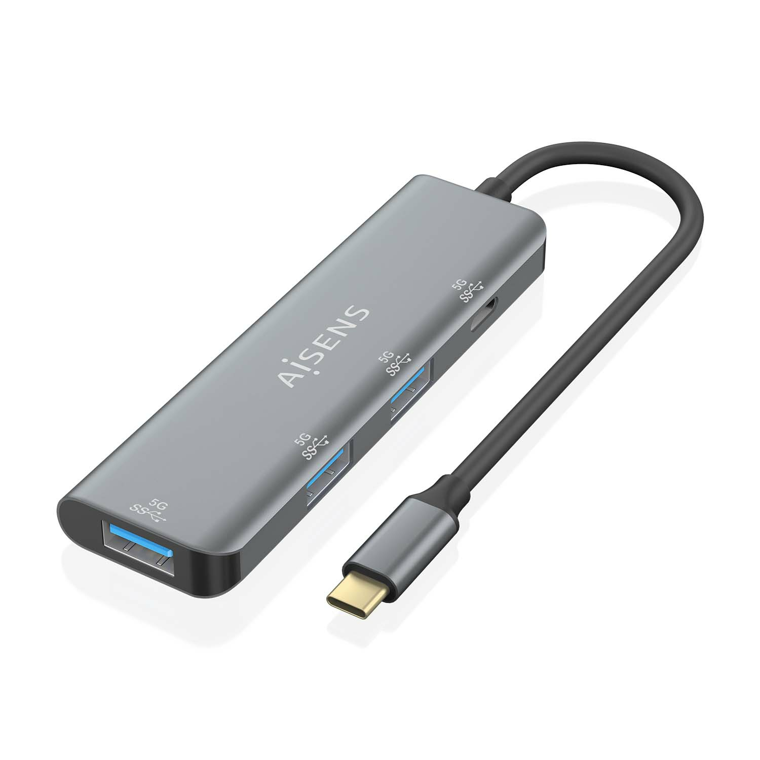 Aisens Hub AISENS 4 ports USB 3.2 Gen1 5 Gbps modèle A109-0762 Slim Plug&Play Gris