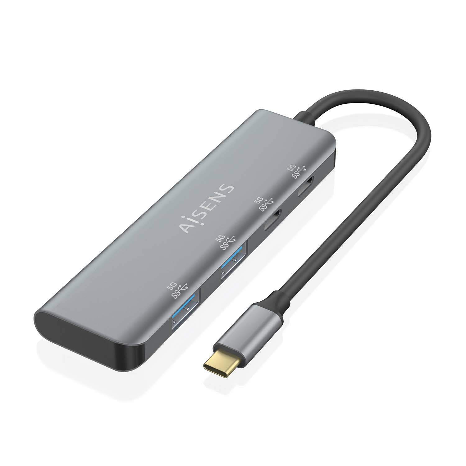 Aisens Hub AISENS A109-0763 4 Ports USB 3.2 Gen1 5Gbps Aluminium Gris 15cm