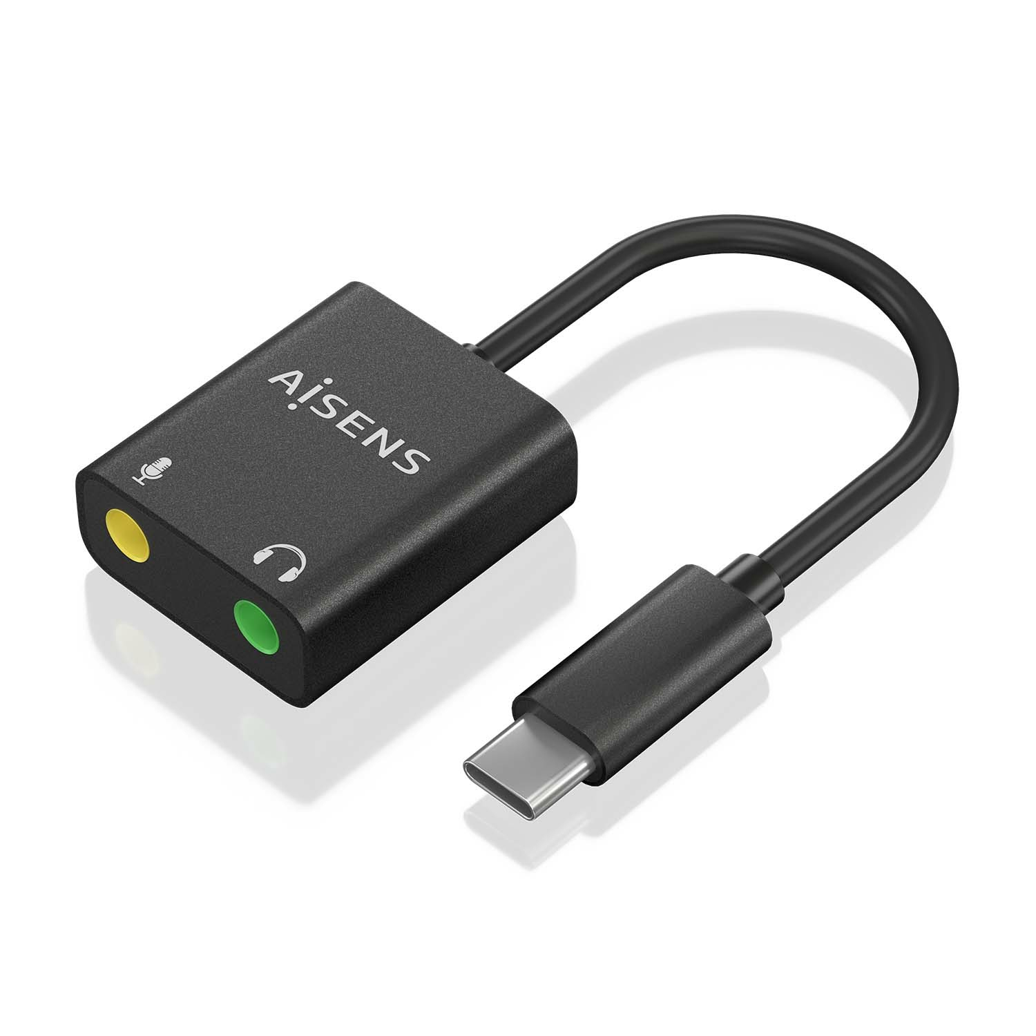 Aisens Conversor USB-C AISENS A109-0767 Audio 48KHz, 2xJACK 3.5, Noir, 10cm
