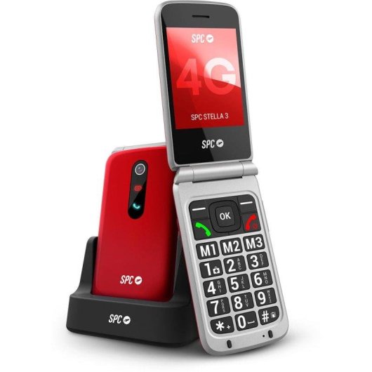 Spc Téléphone Stella 3 Rouge 4G Touches XL SOS Base Chargeur
