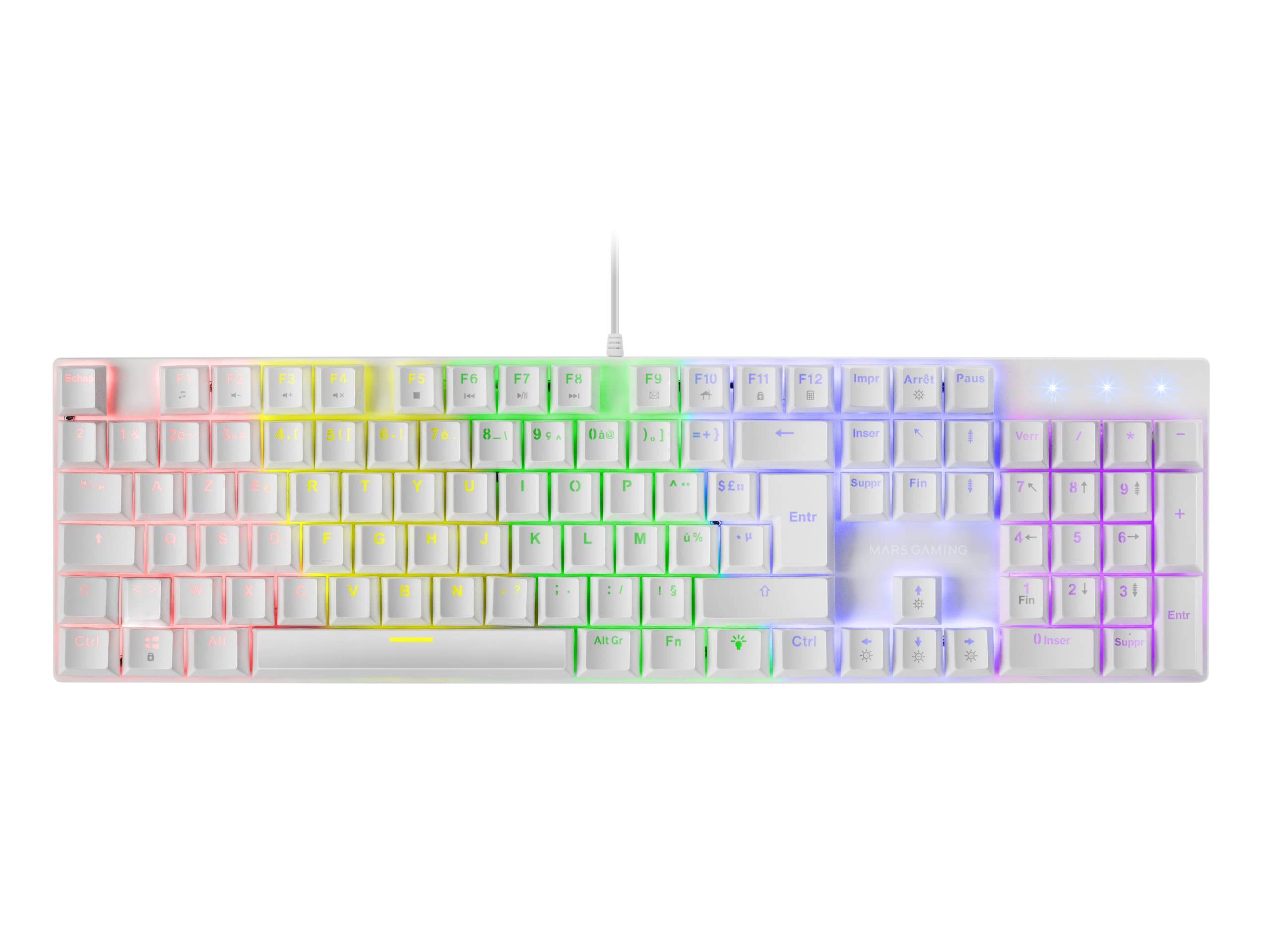 MARS GAMING Clavier Gamer mécanique (Brown Switch) MK422 RGB (Blanc)
