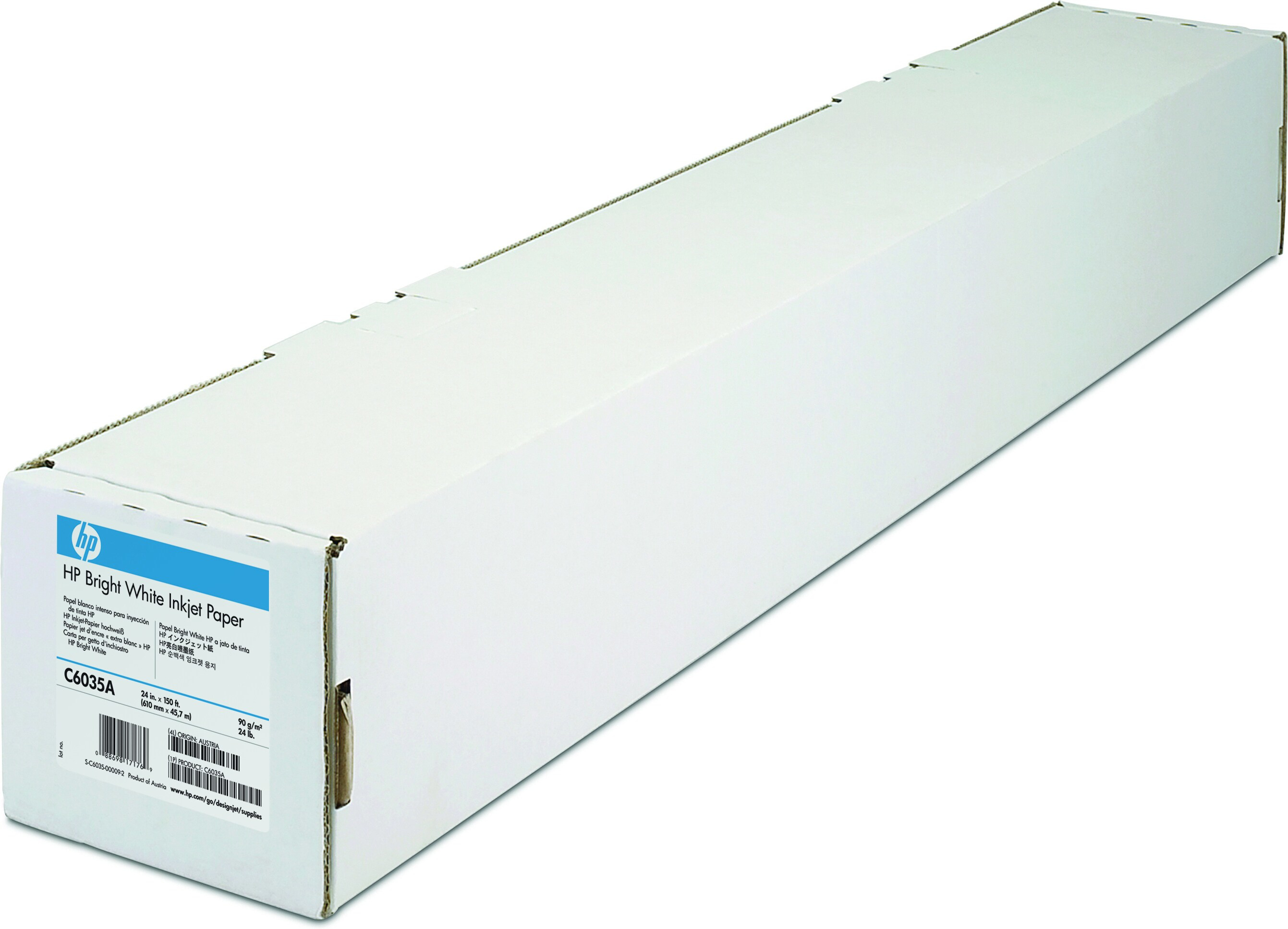 BMG HP BRIGHT blanc Papier blanc brillant inkjet 90g/m2 610mm x 45.7m 1 rouleau pack de 1