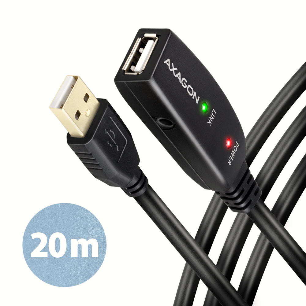 AXAGON ADR-220 aktives USB 2.0 Verlängerungskabel, USB-A Stecker/Buchse