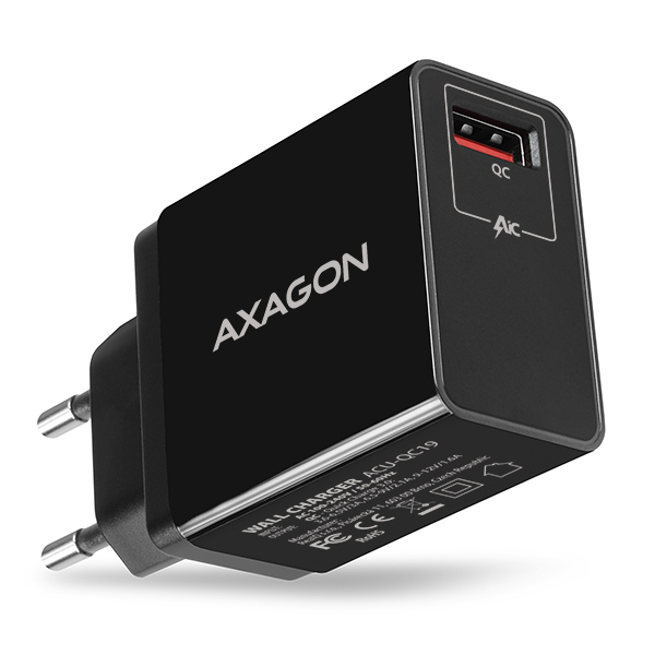 AXAGON ACU-QC19 Ladegerät, 1x USB-A, QC3.0/AFC/FCP/Smart 5V / 1,3A, 19W