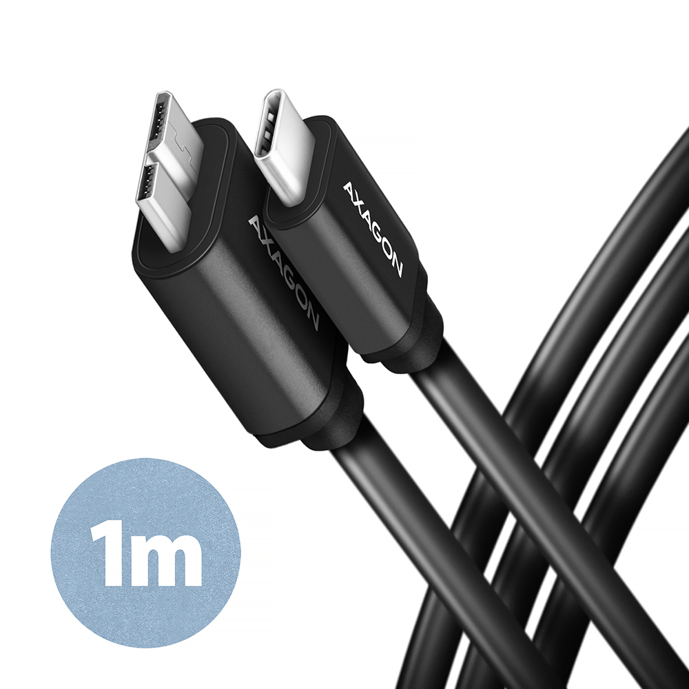AXAGON BUMM3-CM10AB Kabel Micro-B USB sur USB-C 3.2 Gen 1, noir