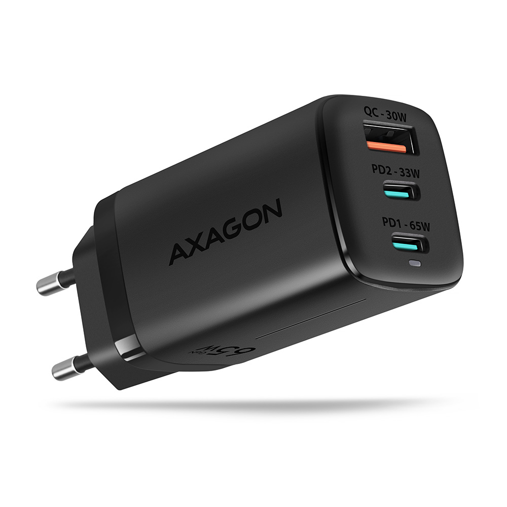 AXAGON Chargeur secteur ACU-DPQ65W 1x USB-A + 2x USB-C 65W (Noir)
