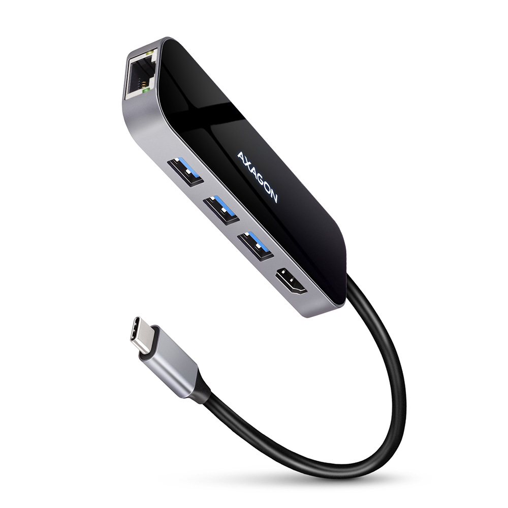AXAGON HMC-6GL USB-Hub, 3x USB-3.0, 1x RJ-45, 1x HDMI