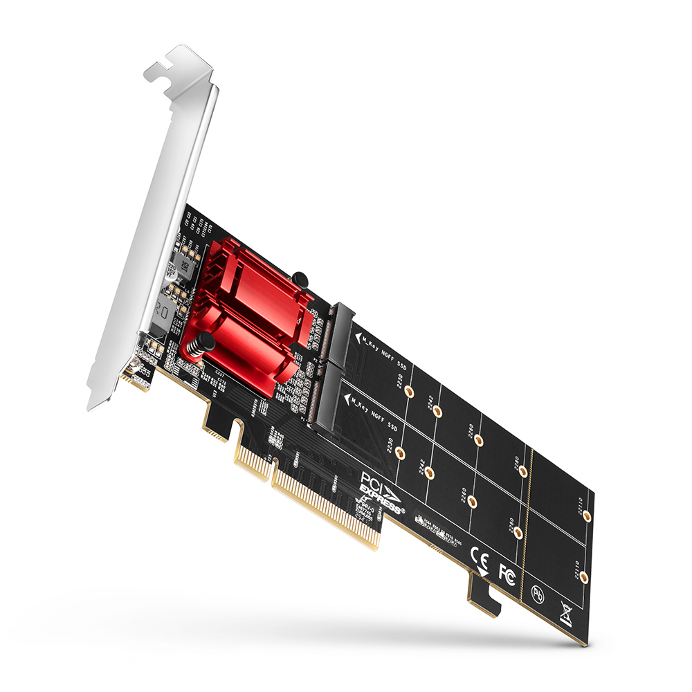 AXAGON PCEM2-ND PCIe Adapter pour zwei M.2 SSDs