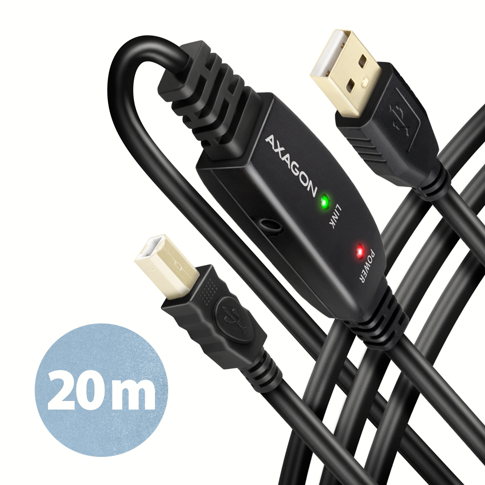 AXAGON ADR-220B aktives USB 2.0 Verbindungskabel, USB-A sur USB-B