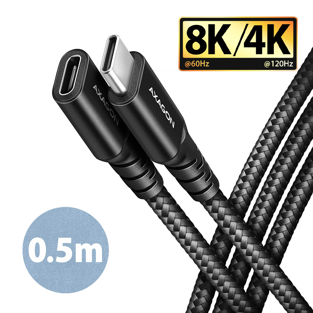 AXAGON BUCM32-CF05AB Verlängerungskabel, USB-C à USB-C 3.2 Gen 2, 0,5 m, 20 Gbps