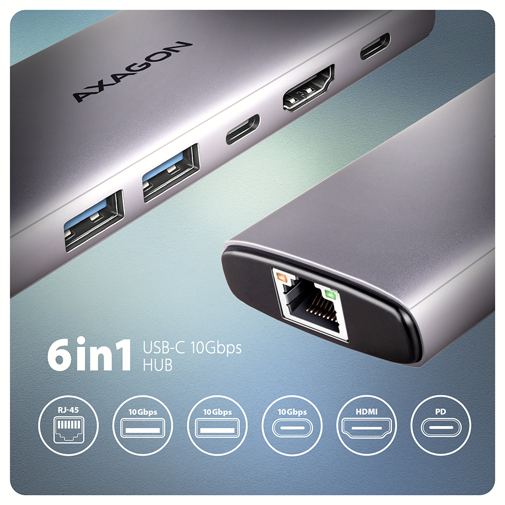 AXAGON ADA-HCPD USB-C à 3.5-mm-Klinkenstecker + USB-C, Hi-Res DAC, 384kHz/32bit, 60 W PD