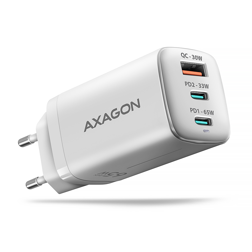 AXAGON Chargeur secteur ACU-DPQ65W 1x USB-A + 2x USB-C 65W (Blanc)