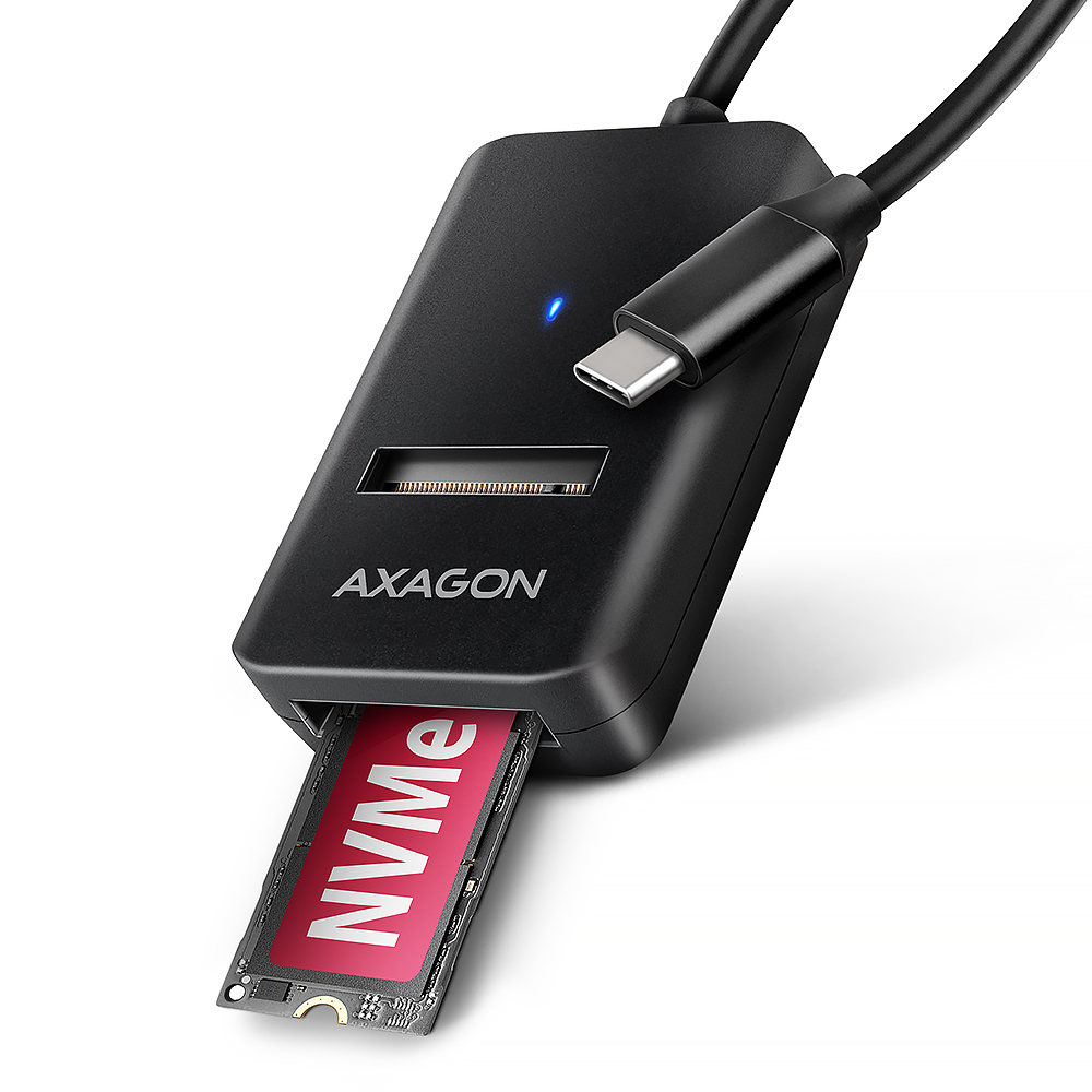 AXAGON Adaptateur USB-C 3.2 ADM2-CM vers M.2 S-ATA/NVMe auto-alimenté