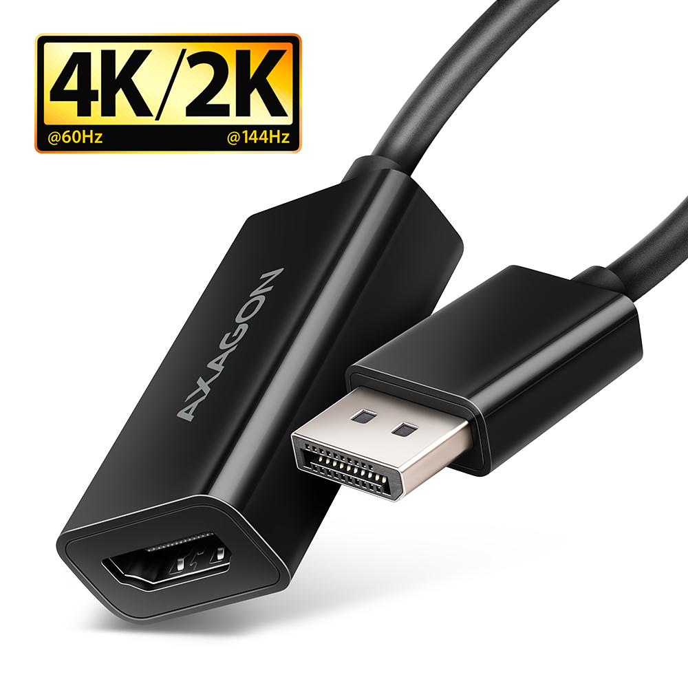AXAGON Câble adaptateur RVD-HI20N DisplayPort 1.2 mâle vers HDMI 2.0 femelle (Type A) 15cm (Noir)