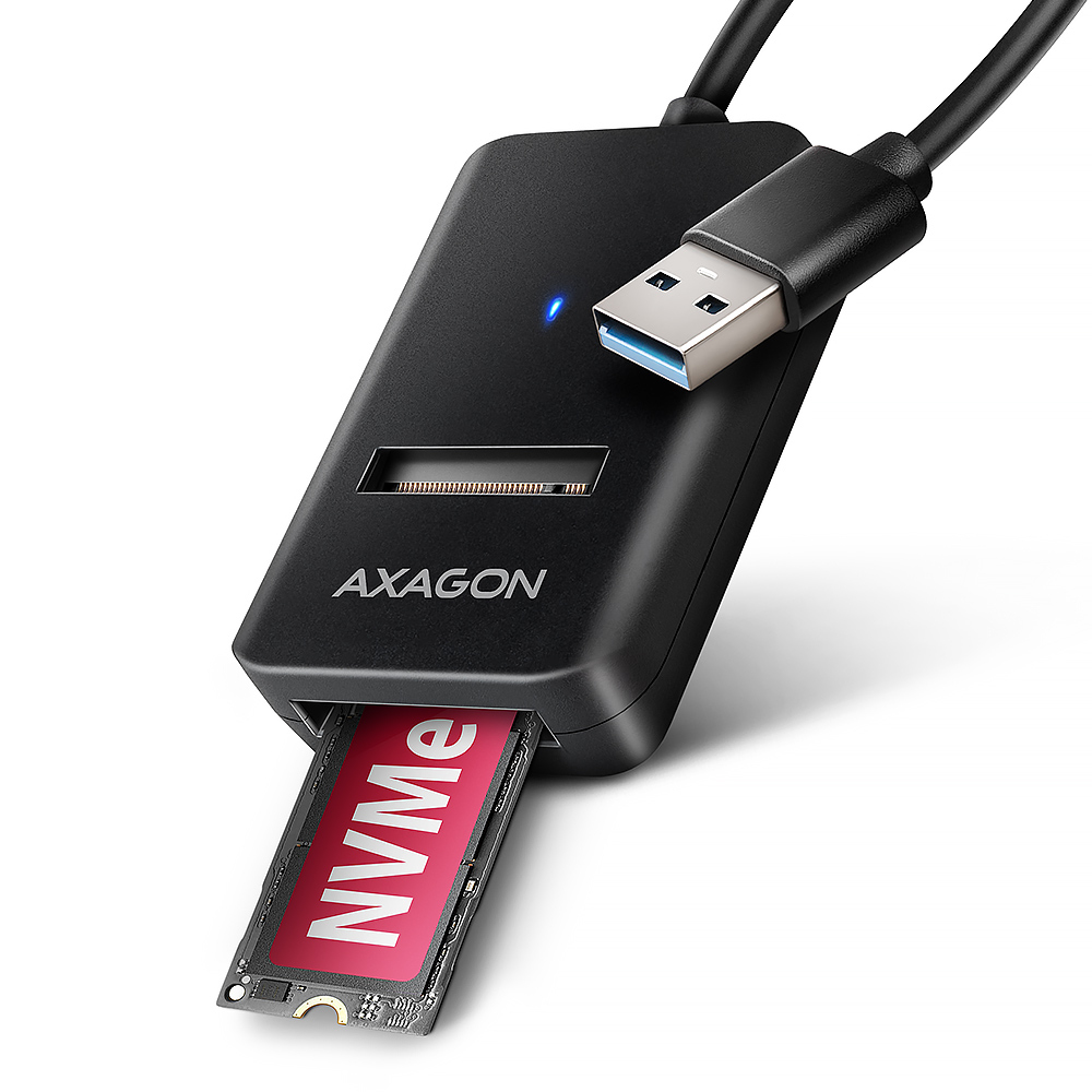 AXAGON Adaptateur USB 3.2 ADM2-AM vers M.2 S-ATA/NVMe auto-alimenté