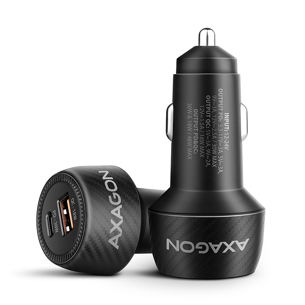AXAGON PWC-PQ48 Auto Ladegerät, USB-C avec Powe Delivery 3, USB-A avec Quick Charge 4+