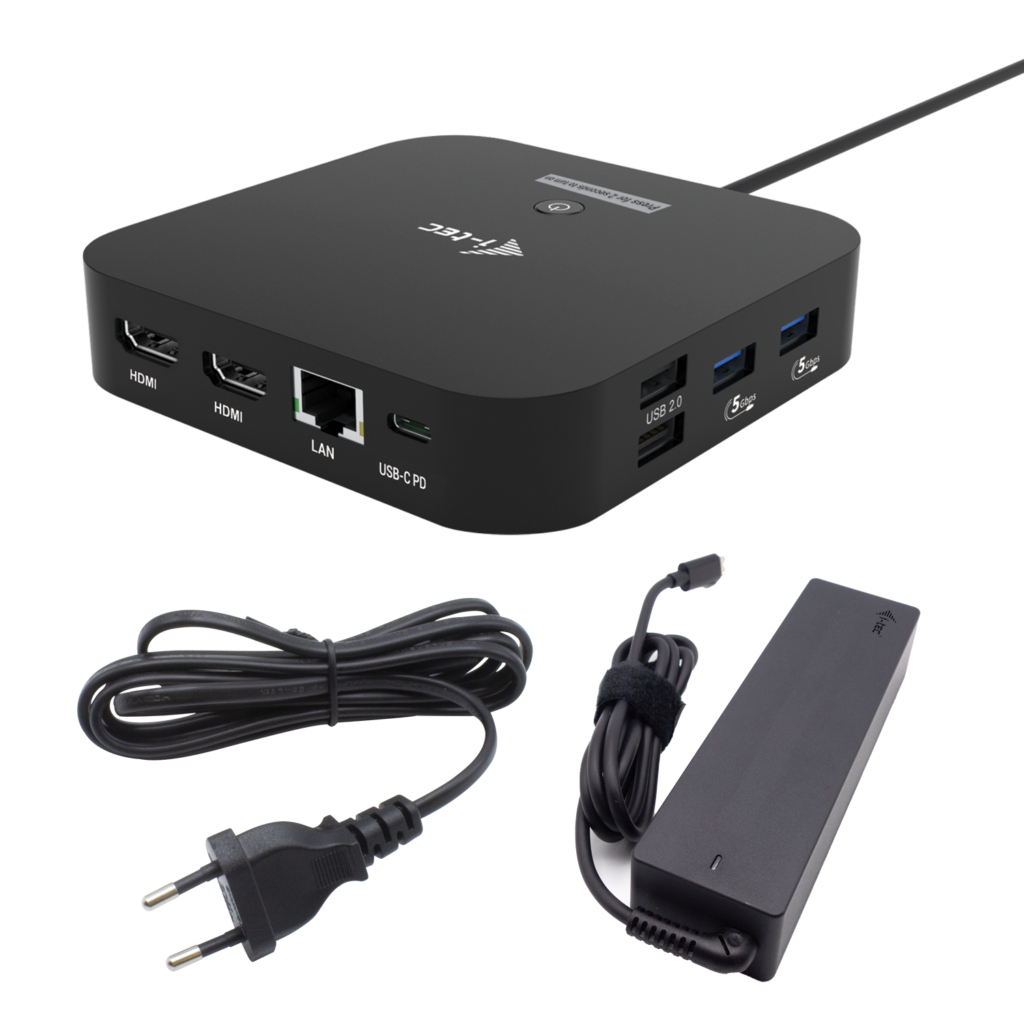 I-TEC USB-C Dual HDMI DS 2xHDMI 1xGLAN 2xUSB-A 3.2 2xUSB 2.0 1xUSB-C Gen2 1xUSB-C Gen1 1xAudio/Mic Jack 1x100W USB-C PD+Charger 100W