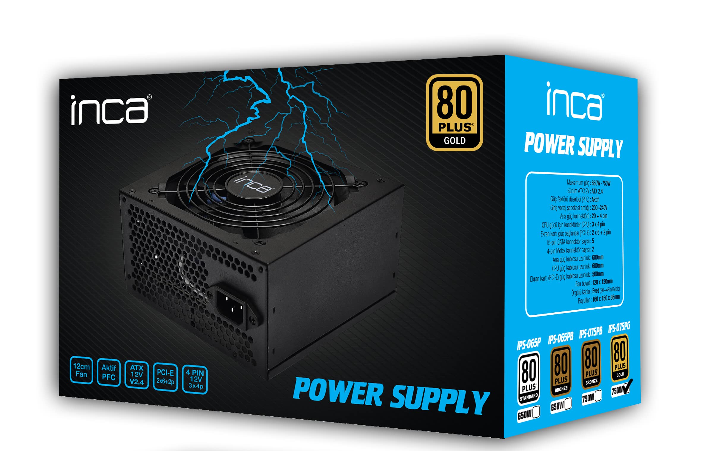 Inca Netzteil IPS-075PG 750W 80+Gold   1x 120mm Lüfter