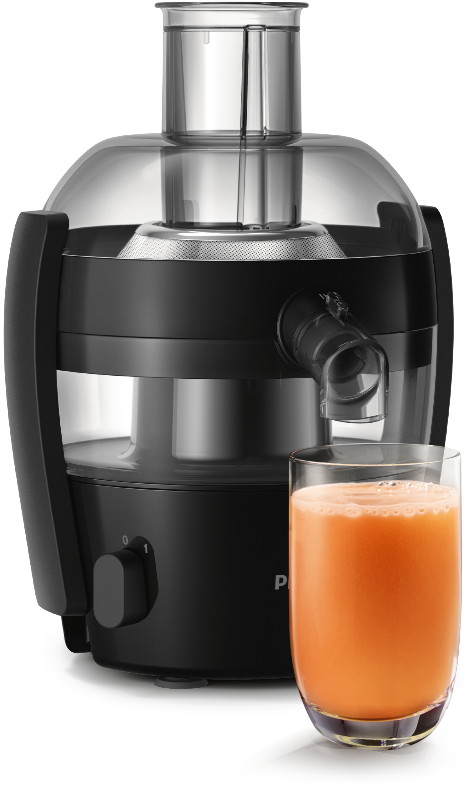 PHILIPS Juicer compact 500W black 1 speed drip stop 55 mm tube pre-clean