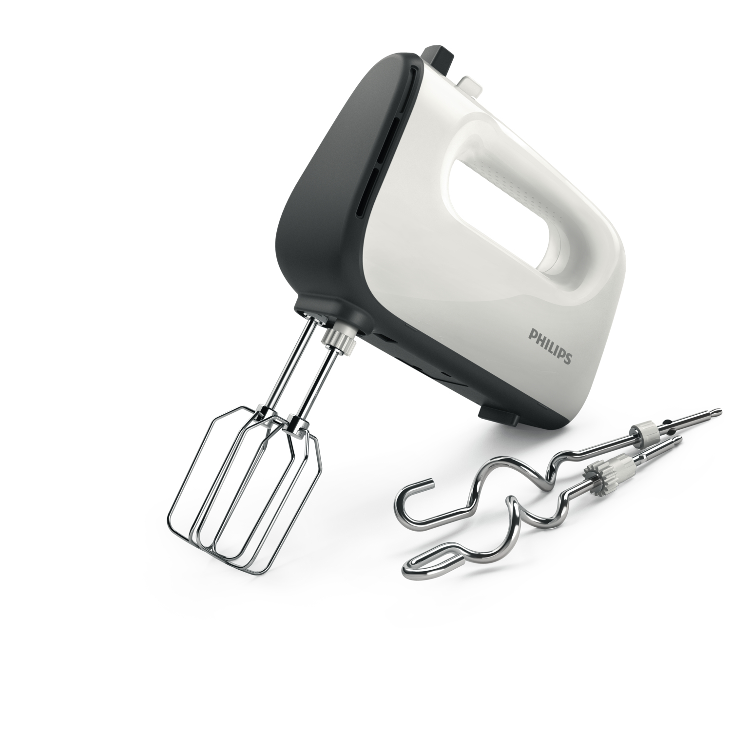 PHILIPS Handmixer 5000 series 450W 5 speeds turbo function stainless steel beaters & dough hooks colour: cashmere grey & white