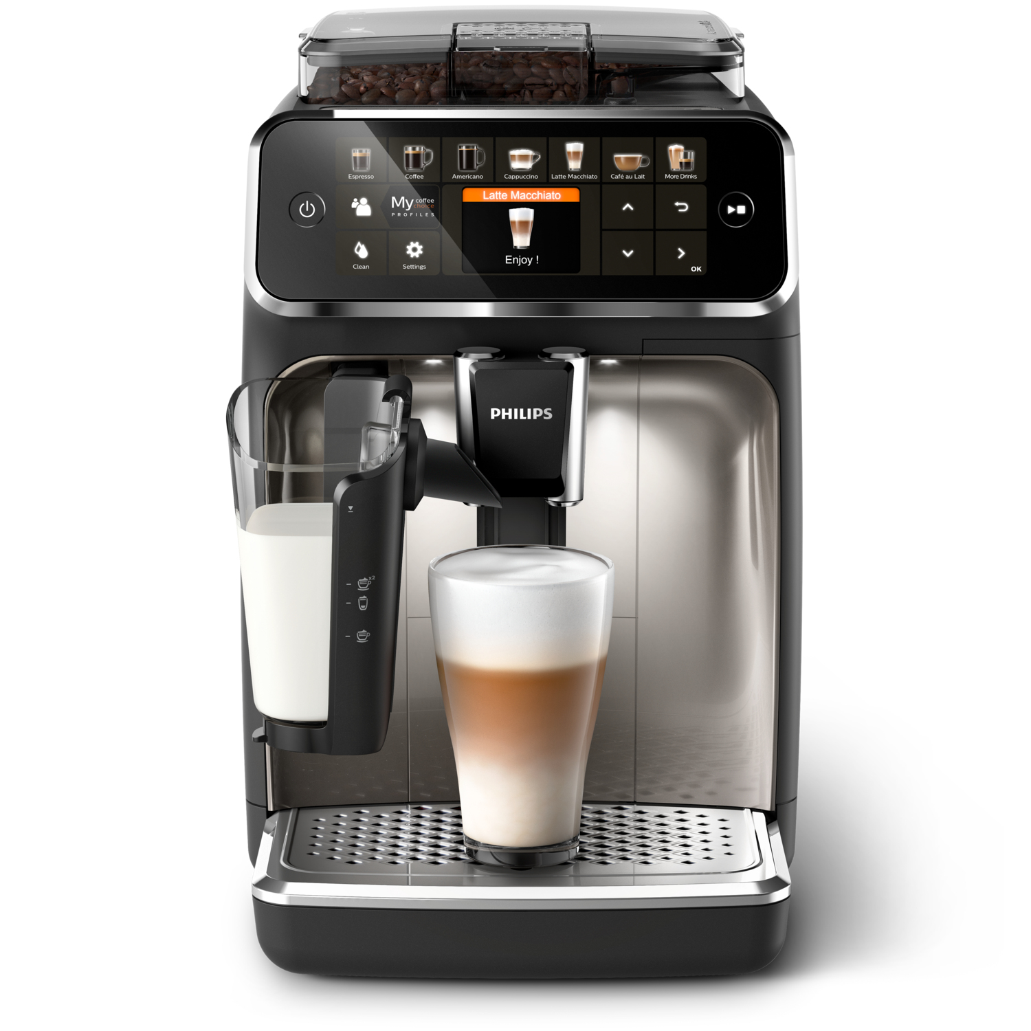 PHILIPS Expresso Broyeur EP5447/90 Machine à café à grain Grise Série 5400 LatteGo