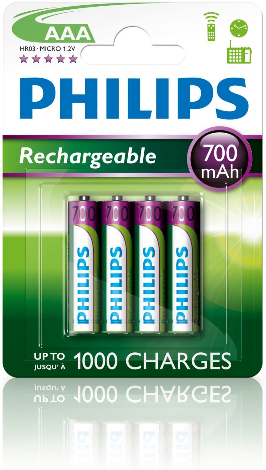 PHILIPS PILES RECHARGEABLE AAA LR03 700 MAH