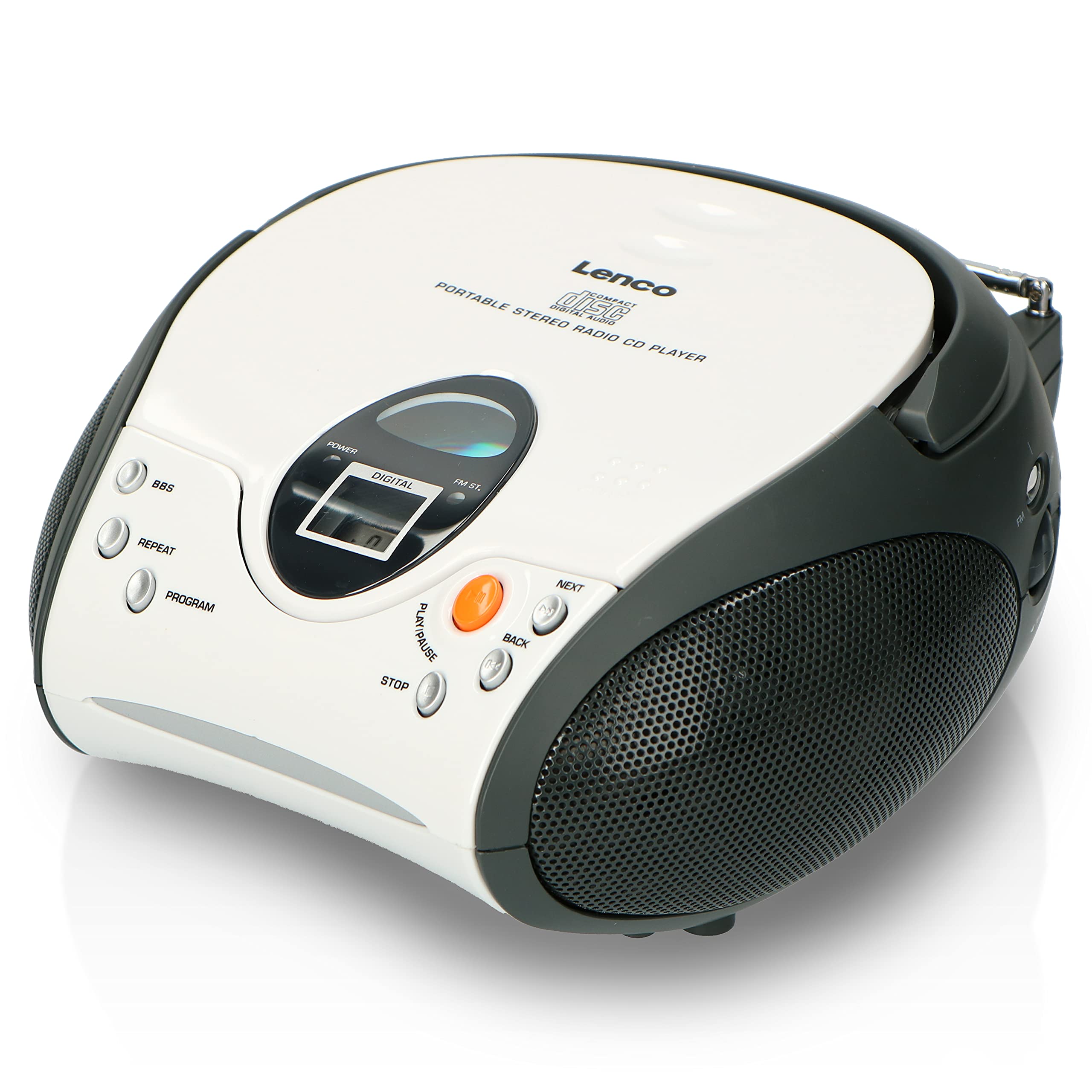 LENCO Radio FM stéréo portable avec CD Blanc