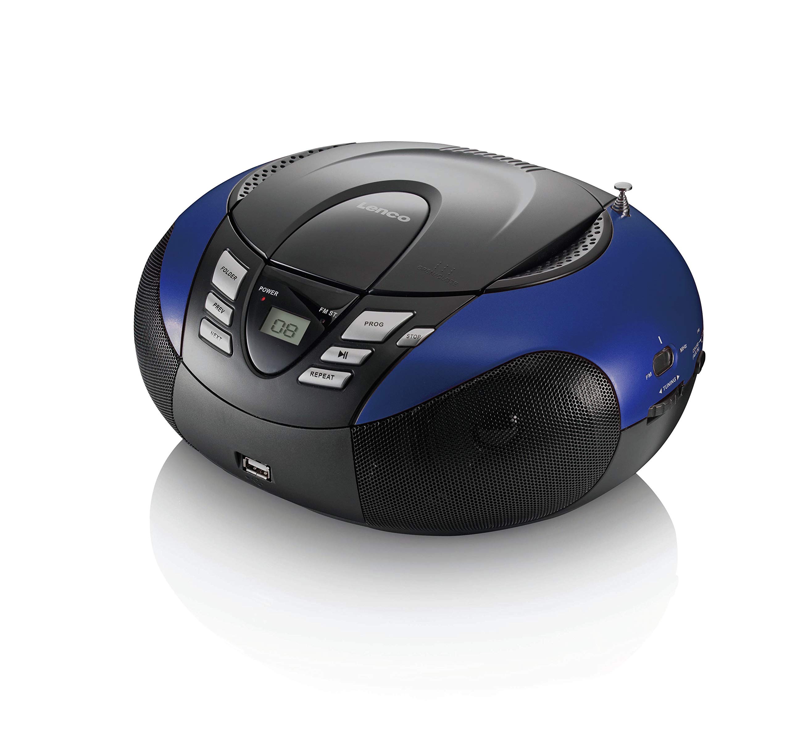 LENCO Radio FM portable Lecteur CD et USB Bleu