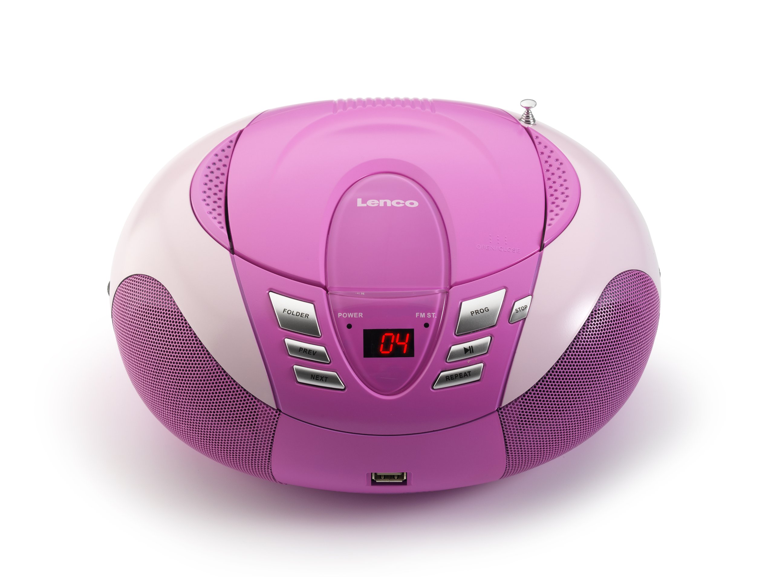 LENCO Radio FM portable Lecteur CD et USB Rose