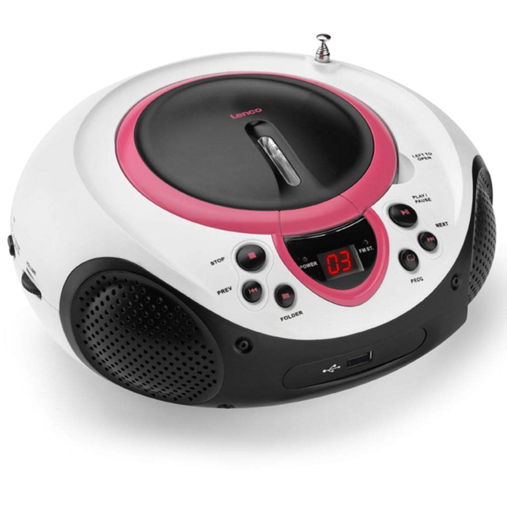 LENCO Radio FM portable Lecteur CD et USB Rose
