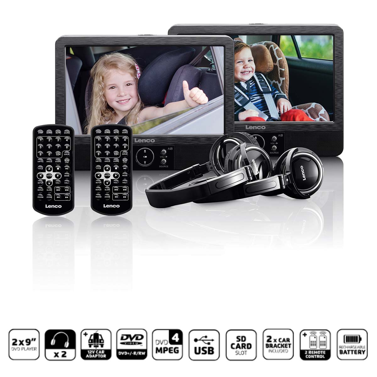 LENCO Lecteur DVD portable 2x 9