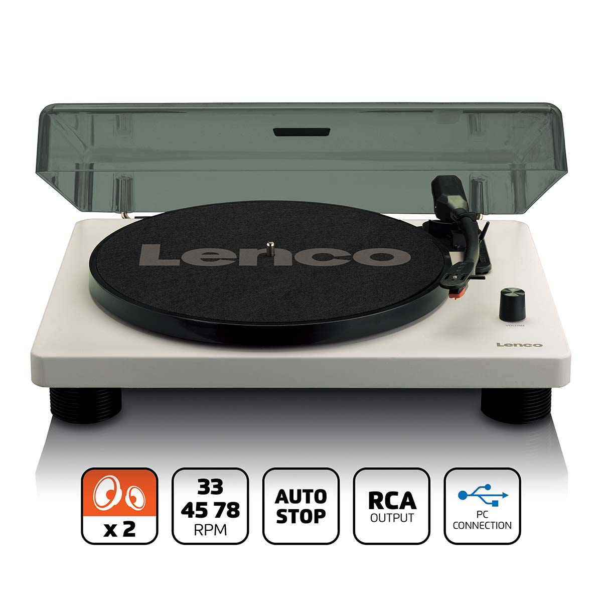 LENCO Table tournante avec haut-parleurs intégrés USB Encoding Grey