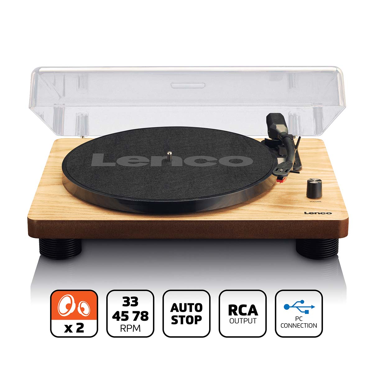 LENCO Platine vinyle avec haut-parleurs intégrés USB Encoding Wood