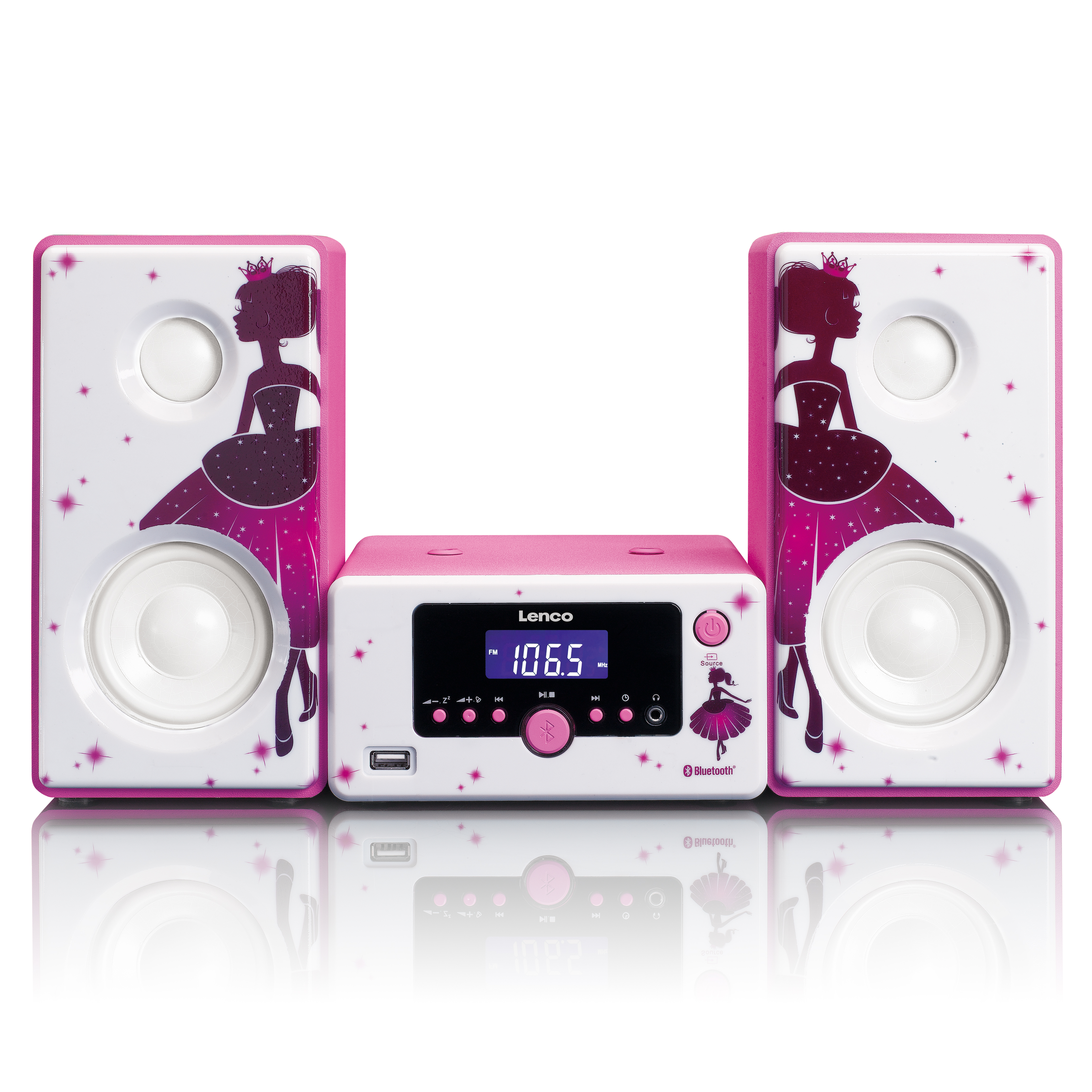 LENCO Réveil micro set Radio FM Bluetooth® USB aux-in Princesse
