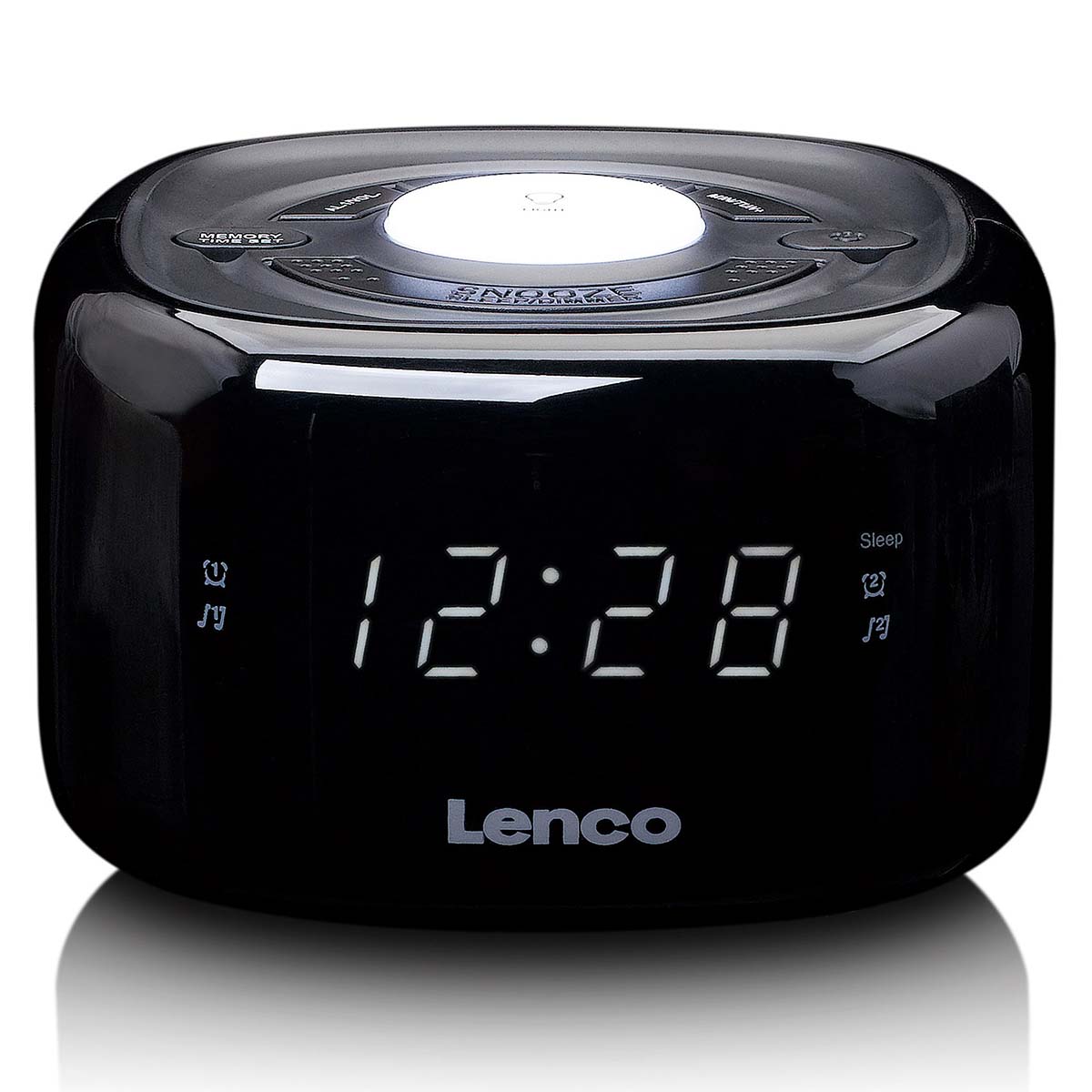 LENCO Radio-réveil FM avec veilleuse Noir