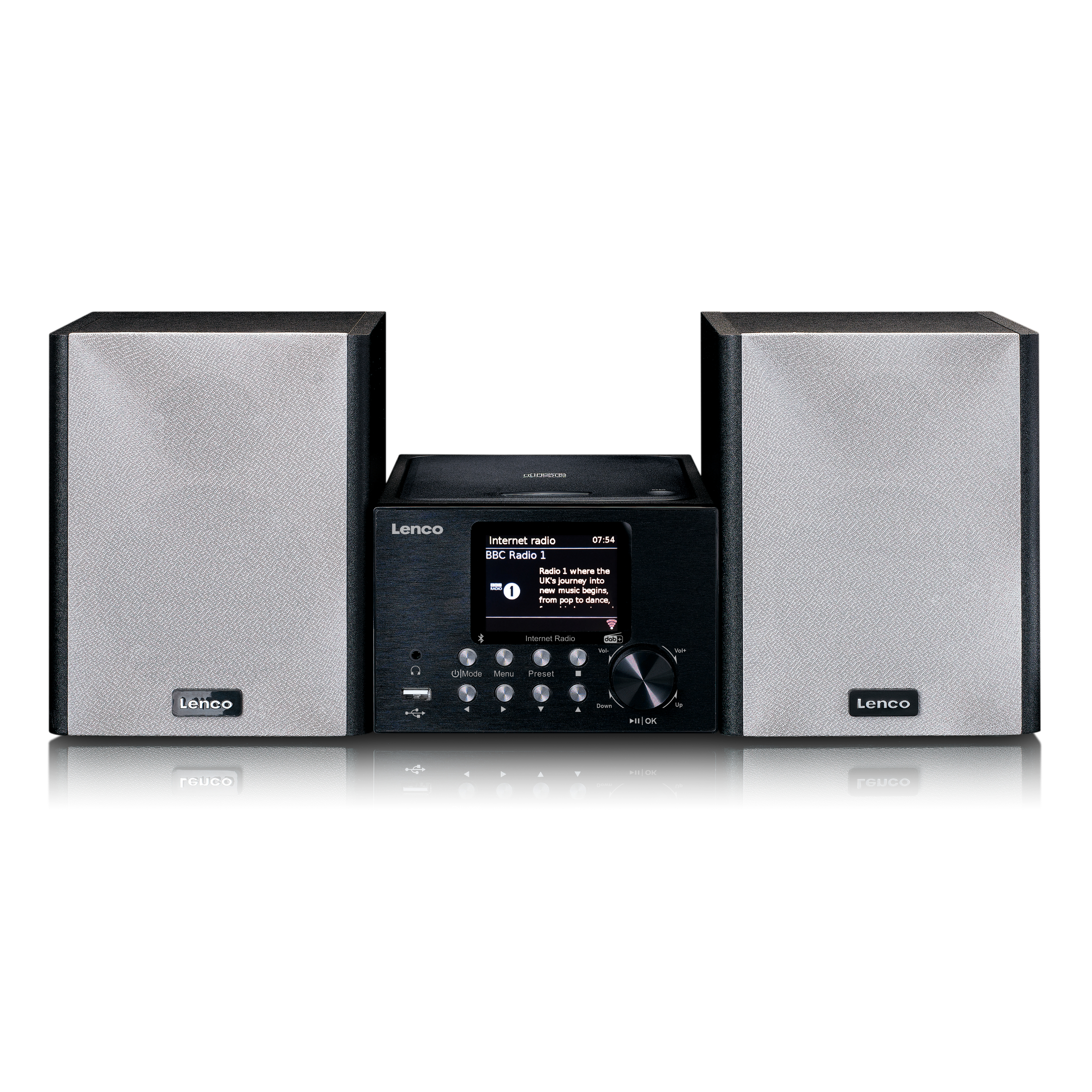 LENCO Micro set avec internet/ radio DAB+ Bluetooth® CD MP3 Noir